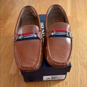 Men's Brown Loafers with Red and Blue Accents